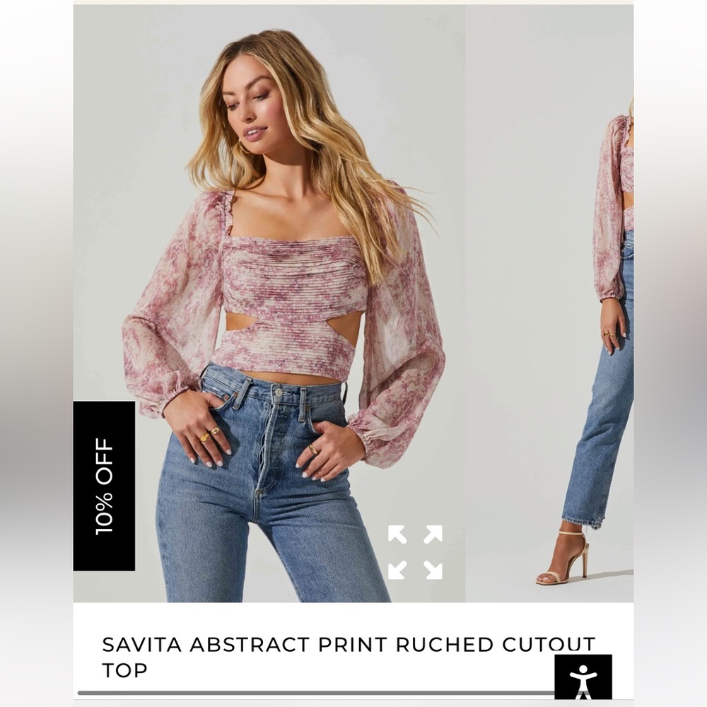 ASTR the Label Savita Long Sleeve Ruched Cutout Top